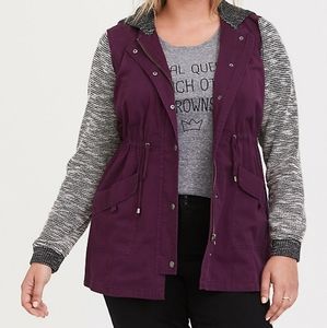 TORRID hooded anorak mixed fabric